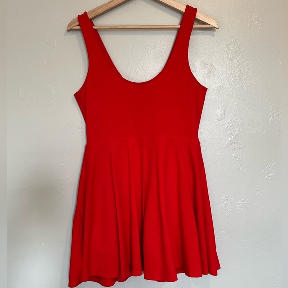 Express Red Skater Dress Built in Shorts Wired V Neck - Picture 11 of 15
